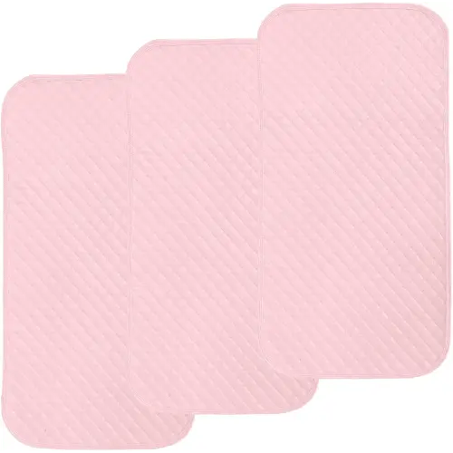 Pleasant Boulevard | Portable Waterproof Baby Changing Pad Liner, Washable Reusable Changing Table Cover Made with Breathable TPU, 27x13in (Pink, 3 Count)