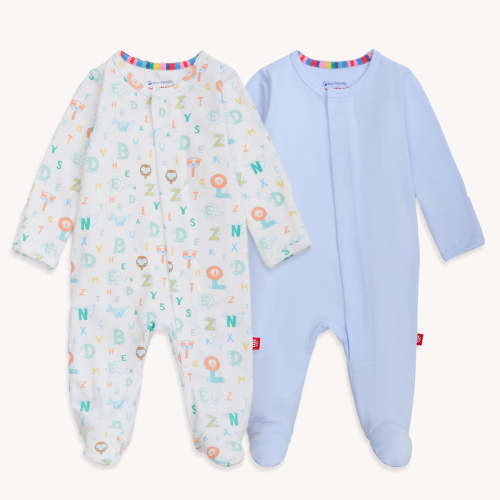Size 9-12 Months: blue letter cloudstretch™ magnetic footies | 2 set – Magnetic Me