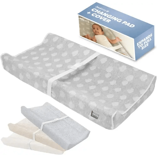 Jool Baby Soft Changing Pad + Washable Cover, Non-Slip - Fits Standard Changing Tables & Dressers (Gray)
