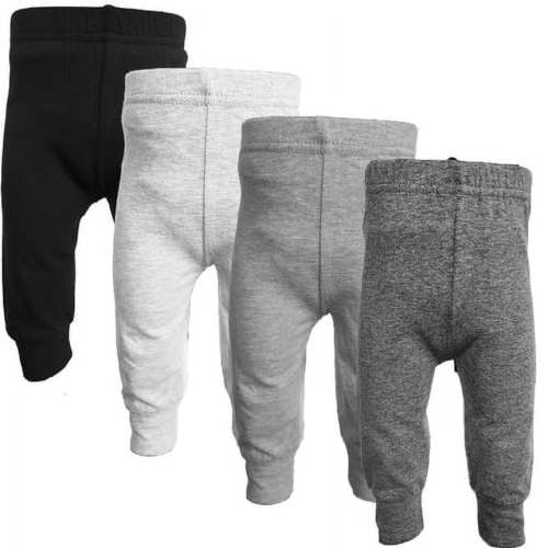 123 Bear Cotton Spandex Infant and Toddler Pants, 4 Pack