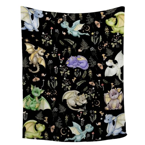 Dragon Blanket Gift for Woman Man Girls Boys Color Dragon Gift for Dragon Lovers Soft Flannel Blanket for Living Room Sofa Couch Decor - 40"x50" for Kids/Children