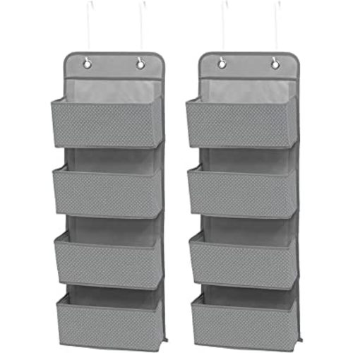 Delta Children 4 Pocket Over The Door Hanging Organizer, 2 Pack, Dove Grey