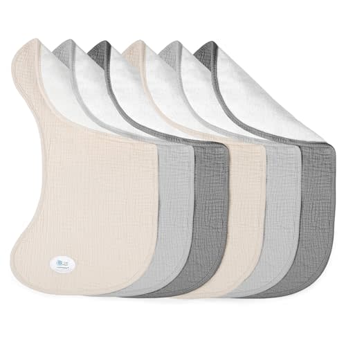 lulumoon Muslin Burp Cloths for Babies: 100% Soft Cotton Large Burping Cloths - Neutral Baby Burp Rags for Boy and Girl - Absorbent Burp Cloth for Spit-Ups 6 Pack