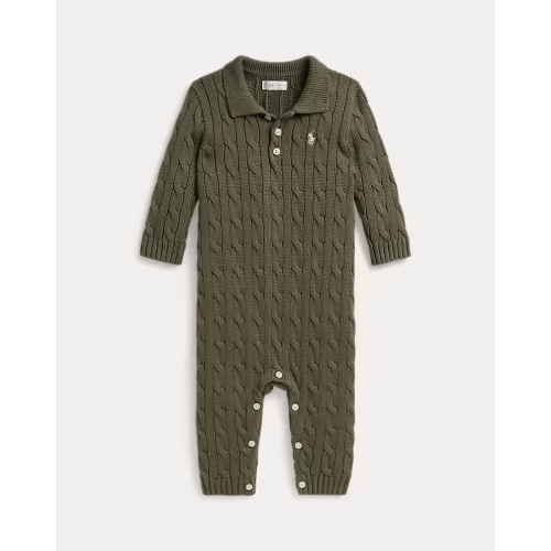 Cable-Knit Cotton Polo Coverall