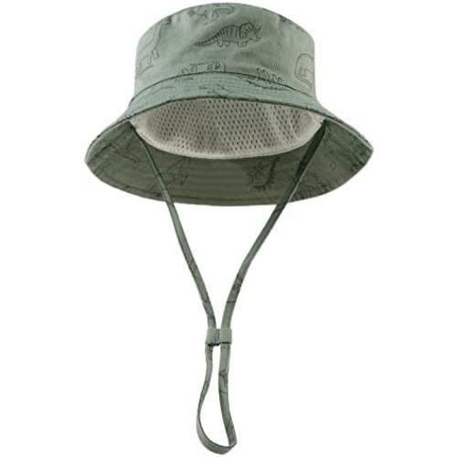 Zsedrut Dinosaur Baby Summer Hat Cotton Breathable Sun Cap with Mesh Lining Wide Brim Baby Kids Hats for Boys Girls