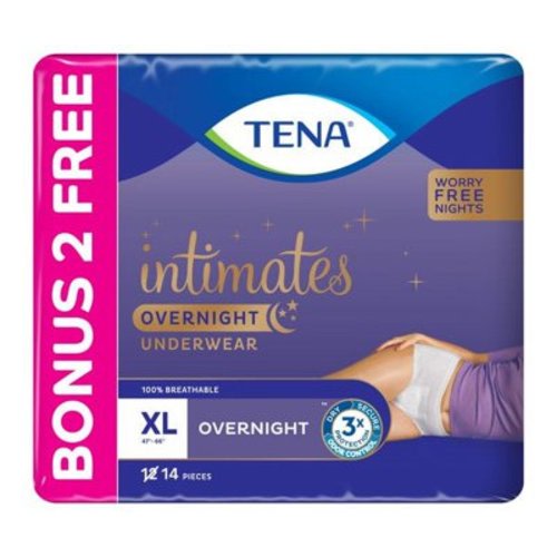 TENA Intimates Incontinence Overnight Underwear for Women, XLarge, 12+2 Bonus Pk, 14 ct 1 ea (Pack of 2)