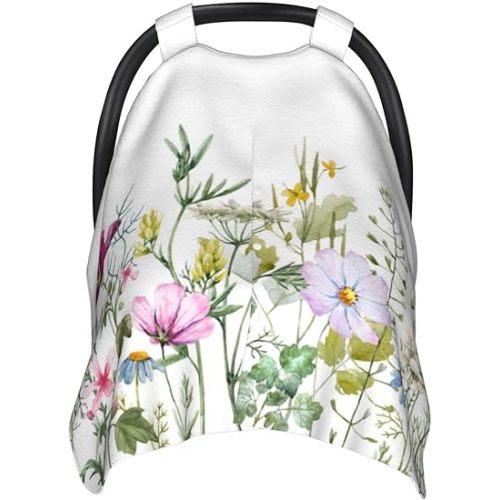 Wildflowers Baby Car Seat Covers Canopy Nursing Cover Breastfeeding Baby Carrier Cover Carseat Canopy for Toddler Newborn Shower Gift