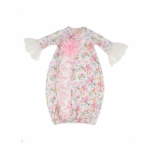 Girl's Pinkalicious Floral Lace Nightgown w/ Headband, Size 0-3M