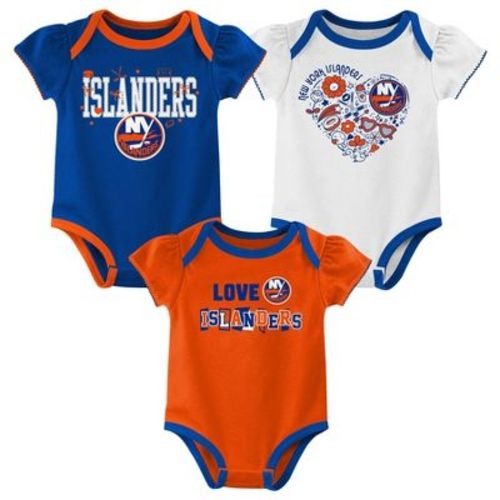 Nhl New York Islanders Baby Girls' 3pk Bodysuit - 3-6m