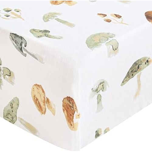 LifeTree Crib Sheets for Baby, Muslin Fitted Crib Sheets Boys Girls - Toddler Bed Sheet Fits Standard Crib, 70% Viscose from Bamboo and 30% Cotton, Mushroom Pattern, 28in x 52in