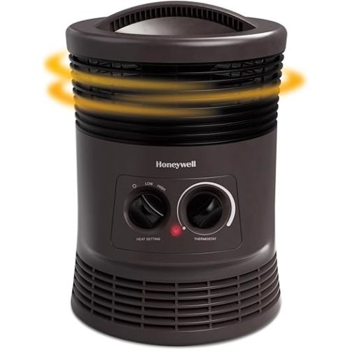 Honeywell HHF360V 360 Degree Surround Fan Forced Heater with Surround Heat Output Charcoal Grey Energy Efficient Portable Heater with Adjustable Thermostat & 2 Heat Settings, Small