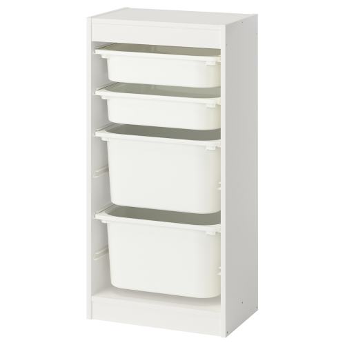 TROFAST Storage combination with boxes - white/white 18 1/8x11 3/4x37 "