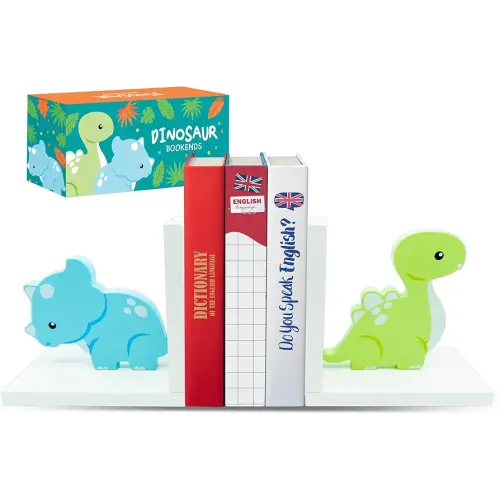 Decorably Dinosaur Bookends for Kids - Dinosaur Bookends for Kids, Dinosaur Book Ends for Shelves, Dino Book Ends, Dinosaur Book End, Kids Book Ends Kids, Dinosaur Book Ends for Kids Rooms