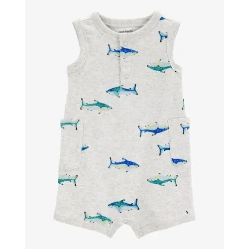 Baby Fish Cotton Blend Romper - Grey - Carter's | Carter's