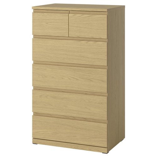 STORKLINTA 6-drawer dresser - oak effect/anchor/unlock function 27 1/2x18 7/8x47 1/4 "