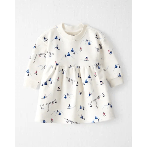 Baby Girl French Terry Dress Made with Organic Cotton in Snowy Slopes Print - Little Planet | Carter's