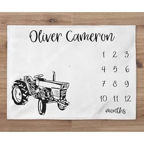 Tractor Baby Baby Blanket, Farm Baby Boy Month Blanket, Tractor Baby Quilt, Newborn Gift, Penguin HHQ63_BLKBB028_10