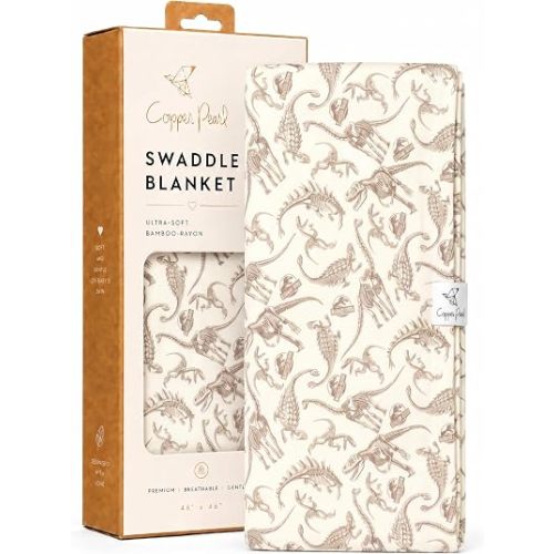 Copper Pearl Baby Swaddle Blanket - Premium Knit Baby Blanket, Large Soft Stretchy Receiving Blankets for Baby Boy and Girl, Swaddles for Newborn, Infant, and Toddler (Jurassic Park Fossils)