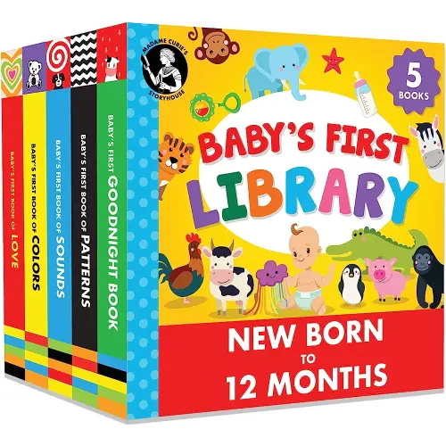Madame Curie’s Baby's First Library | Baby Toys, for 0-3-6 Months, 0 to 1 Year Old, Toddler Board Books | Newborn Girl & Boy, Infant Toys