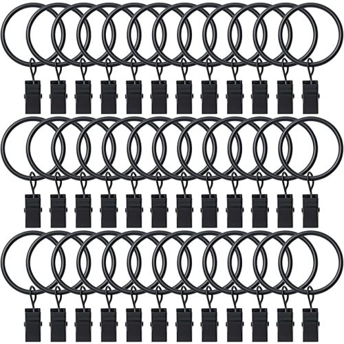 BOOMIBOO 36 Pack Curtain Rings with Clips, Drapery Clips with Rings, Hangers Drapes Rings, Drapery Rings 1.26 inch, Fits up to 1 inch Diameter Curtain Rod, for Hanging Drapes Bows Hat and So On