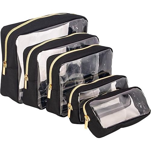 TSA Approved 5-Piece Diaper Bag Organizer Pouch Set Clear Waterproof TPU Kids Toiletry Storage Set Travel Packing Clutch Cube Bags for Baby Nursing