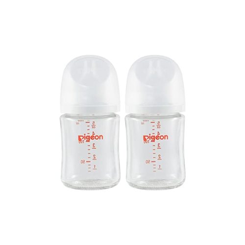 Amazon.com : Pigeon Glass Nursing Bottle Wide Neck, Streamlined Body, Natural Feel, Easy to Clean, Heat-Resistant, 5.4 Oz(Pack of 2), Includes 2pcs SS Nipples (0m+) : Baby