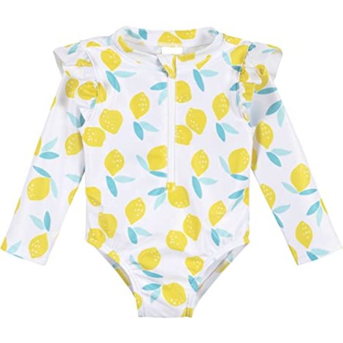Gerber Girls' Long Sleeve One Piece Rashguard Swimsuit 0-3 months