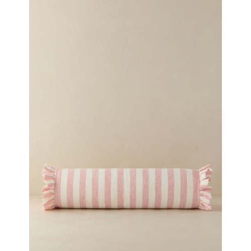 Amaroso Linen Ruffle Bolster Pillow