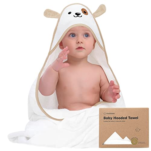KeaBabies Baby Hooded Towel - Bamboo Baby Towel Organic Bamboo Towel - Infant Towels - Large Bamboo Hooded Towel - Baby Bath Towel with Hood for Girls, Babies, Newborn Boys, Toddler (Dog)