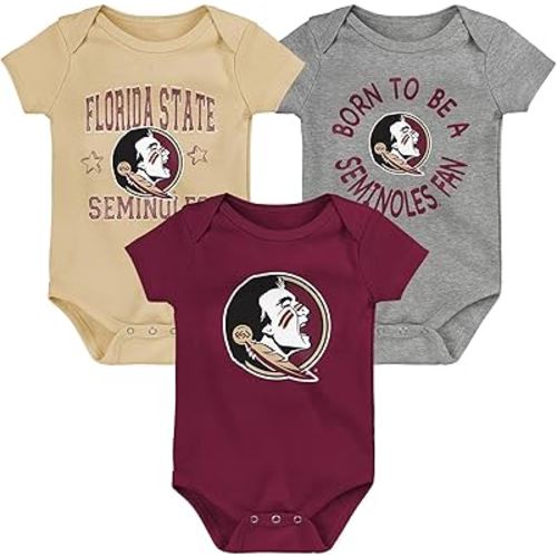 Outerstuff NCAA Teams Newborn Baby and Infant Born to Be Short Sleeve Bodysuit Variety 3-Pack (0-18m)