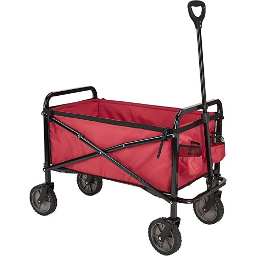 Amazon Basics Collapsible Folding Heavy Duty Utility Wagon for Outdoor Sports, 265 pounds Weight Capacity, Camping, Garden, and Shopping, 27.6 x 40.9 x 20 inches, Red