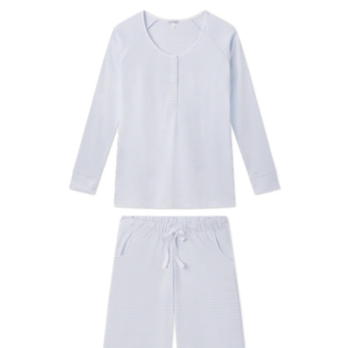 LAKE | Women | Pima Cotton Pajamas | French Blue Maternity Wide Leg Pajama Set