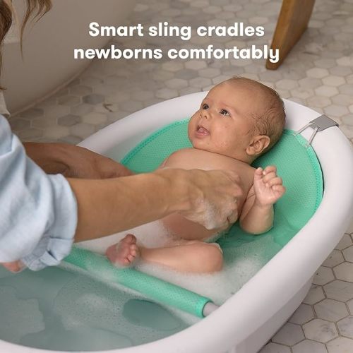 Frida Baby 4-in-1 Grow-with-Me Baby Bathtub, Baby Tub for Newborns to Toddler with Removable Bath Seat & Backrest for Bath Support in Tub - 4-in-1 Grow-with-Me Bath Tub