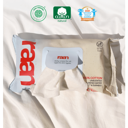 Cloud-Soft Unbleached Cotton Water Wipes, Home Size
