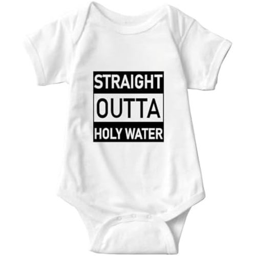 Straight Outta Holy Water Bodysuit Baby Baptismal Baby Bodysuit Baptism For Baby Boy Girl Clothes Christening Bodysuit