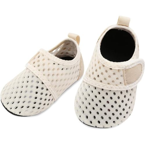 L-RUN Baby Water Shoes Barefoot Skin Aqua Sock Swim Shoes for Beach Swim Pool Infant Swim Shoes - 18-24 Months Infant - Pure Beige