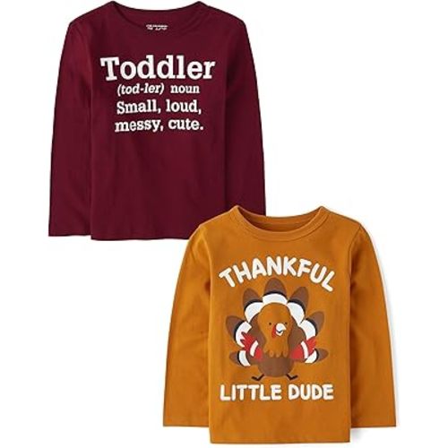 The Children's Place Baby and Toddler All Holiday,Birthdays Long Sleeve Graphic T-Shirts,2 Pack
