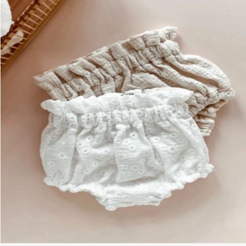 Embroidered Floral Muslin Bloomers – blue daisy
