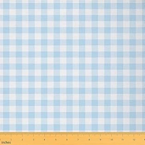 Gingham Print Fabric for Decoration,Light Blue White Checkered Geometric Modern Minimalist Style Outdoor by The Yard,Modern Vintage Style Grid Plaid Room Decor and Upholstery,3 Yards,108" L x 59" W