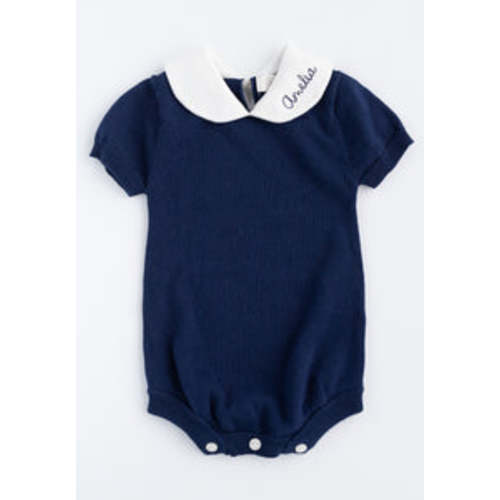 Round Collar Knit Romper NAVY | Cygnet Living