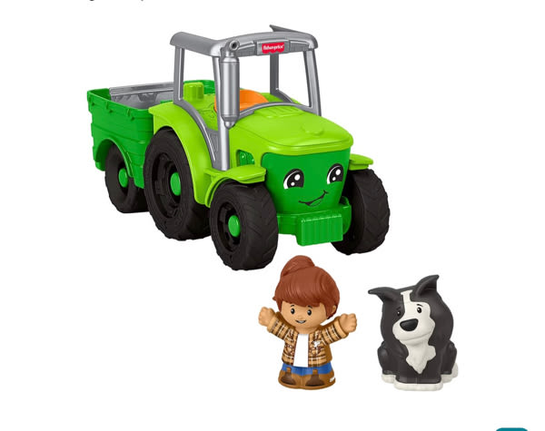 Amazon.com: Fisher-Price Little People Push & Play Tractor, Ages 1+ | Musical tractor toy + farmer + dog figures, songs + farm sounds, 10x6x4 in, 2x AA batteries included