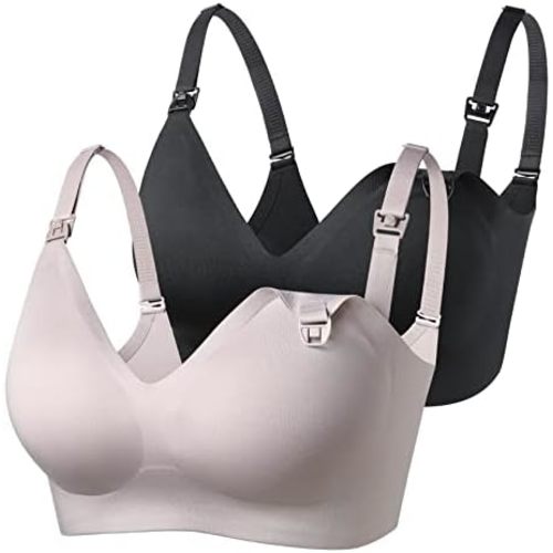 Momcozy Nursing Bras for Breastfeeding, YN21 Seamless Ultra Comfort Maternity Bra, Natural Shape, Pregnancy Sleep Bralette