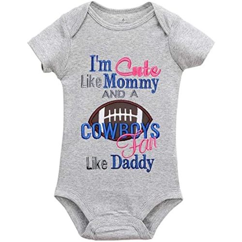 I'm Cute Like Mommy and A Cowboys Fan Like Daddy Unisex Baby Romper Jumpsuit