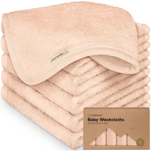 6-Pack Baby Washcloths - Soft Absorbent Viscose from Bamboo Wash Cloths for Babies, Kids, Toddlers, Infant, Newborn Bath Towels, Gentle on Sensitive Skin, 10x10 Reusable Face Towels (Peachy)