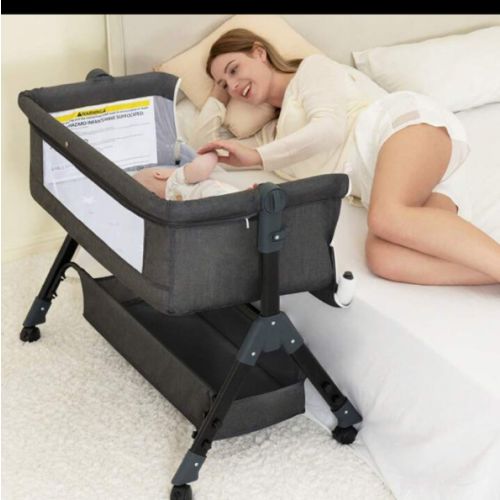 Crib Side Bassinet, Bedside Crib, Baby Bassinet With Storage Basket And Mosquito Net, Easy To Fold Bedside Adjustable Height Portable Crib For Infant/Baby/Newborn, Good Thing For Child Growth, Baby Need,Baby Stuff, Essential For New Mothers