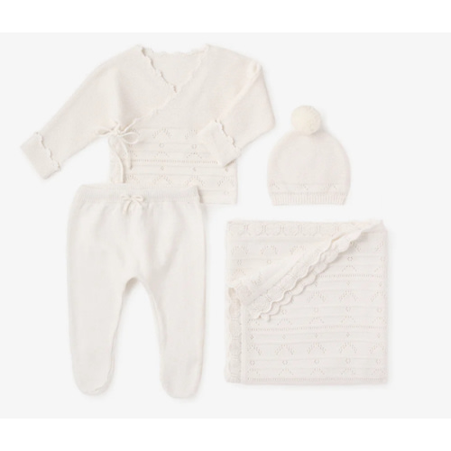 White Cashmere Pointelle Layette Going Home Set – Elegant Baby