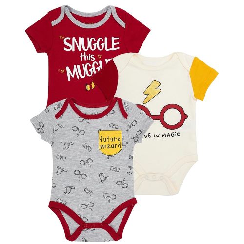 Harry Potter Baby Boys’ Short Sleeve Bodysuit Multipack Gift For Baby Girl or Boy Baby Clothes (Burgundy, 3-6 Months)