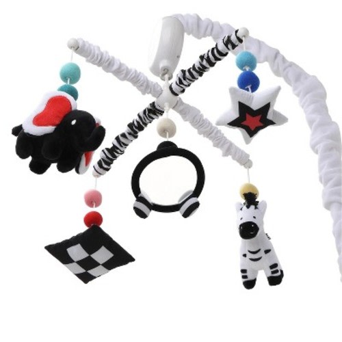The Peanutshell Montessori Neutral Musical Crib Mobile for Baby Boys and Girls, Black and White