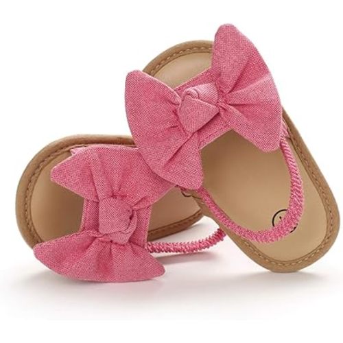 COSANKIM Infant Baby Girls Summer Sandals with Flower Soft Sole Newborn Toddler First Walker Crib Dress Shoes