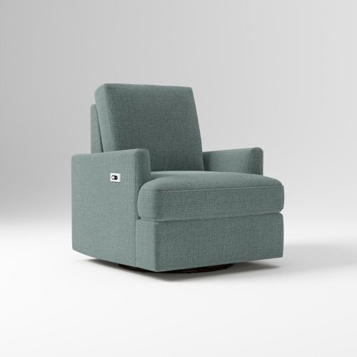 Kids Haven Power Swivel Glider Recliner, Performance Chenille Crossweave Ocean,